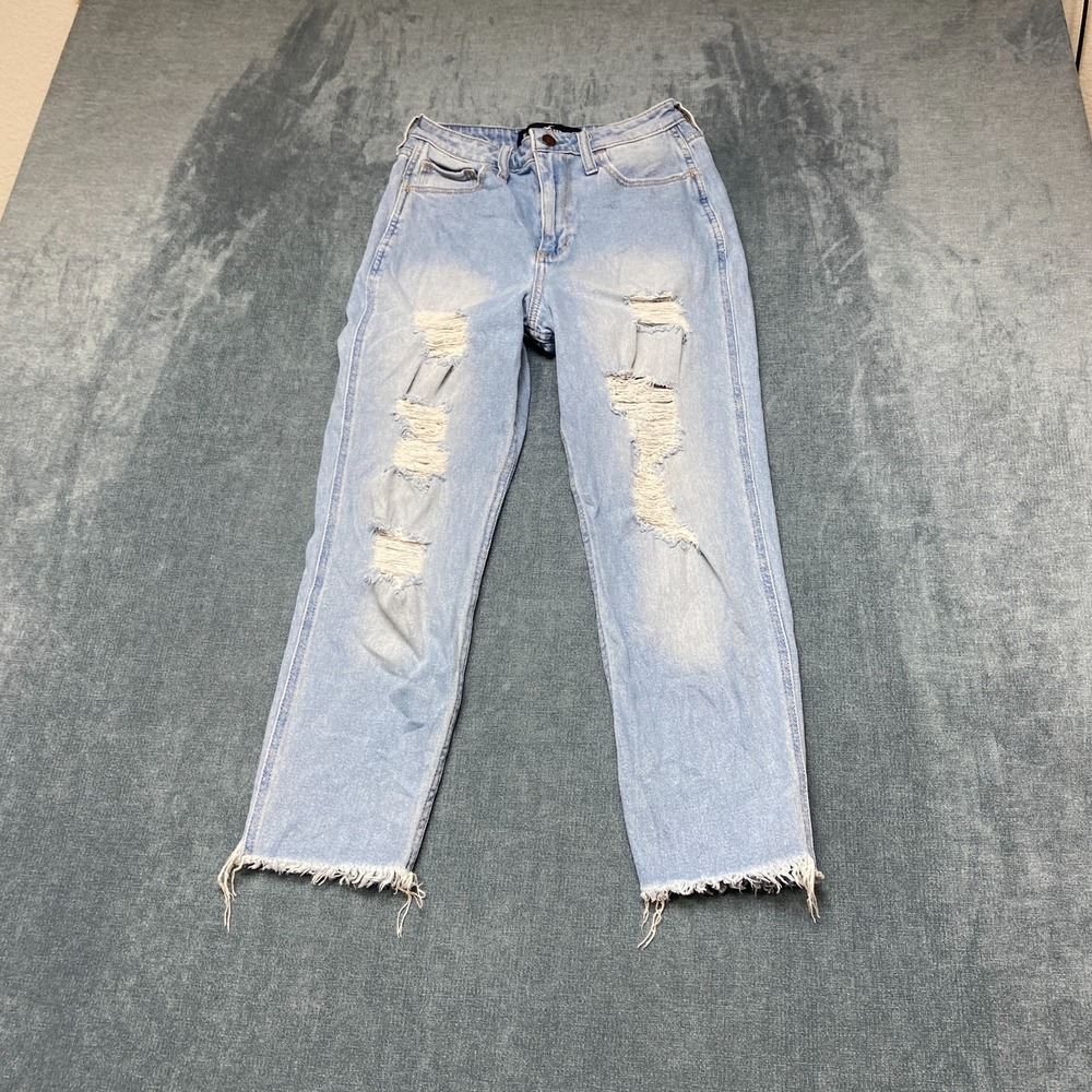 VTG Hollister California Mom Jeans Womens 5S 27x25 Blue Ultra High Rise Stretch